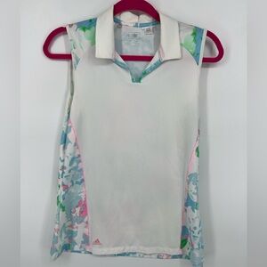 Adidas Golf | SAMPLE Sleeveless Polo Shirt | Small | Pastel Resort Abstract